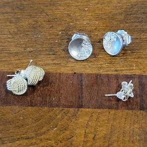 Silver and Gold Stud Earrings Set